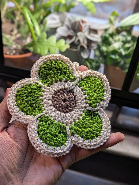 Crochet flower pouch